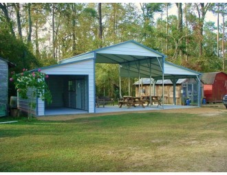 Metal Carolina Barn | Boxed Eave Roof | 42W x 21L x 12H | Raised Center Aisle