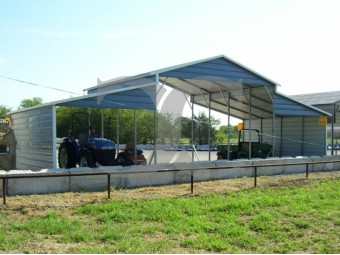 Carolina Metal Barn | Boxed Eave Roof | 42W x 21L x 12H | Raised Center