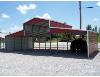 Carolina Metal Barn | Boxed Eave Roof | 36W x 21L x 12H | Raised Center Section