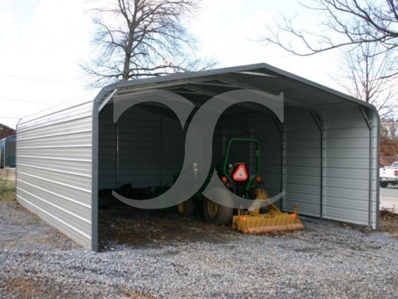 Carport | Regular Roof | 18W x 21L x 6H | Both Sides Closed | Back End Closed