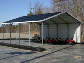 Carport | Boxed Eave Roof | 20W x 21L x 7H | 1 Side Closed