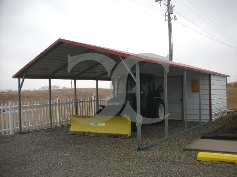 Carport | Boxed Eave Roof | 18W x 31L x 6H Utility Carport Combo