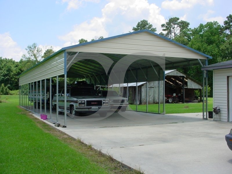 Carport | Vertical Roof | 24W x 61L x 10H | 2 Panels | 2 Gables