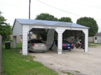 Carport | Boxed Eave Roof | 22W x 26L x 9H` | 2 Extended Gables | Side Entry