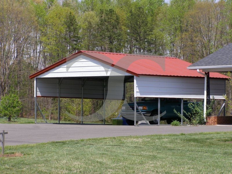 Carport | Vertical Roof | 20W x 21L x 8H | 2 Gables | 2 Panels