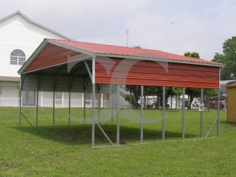 Carport | Vertical Roof | 26W x 21L x 10H Triple-Wide