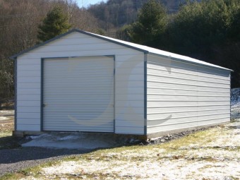 Garage | Boxed Eave Roof | 18W x 26L x 8H |  Single Car Metal Garage