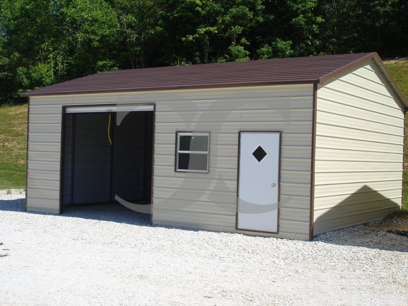 Garage | Boxed Eave Roof | 22W x 26L x 9H | Side Entry Metal Garage