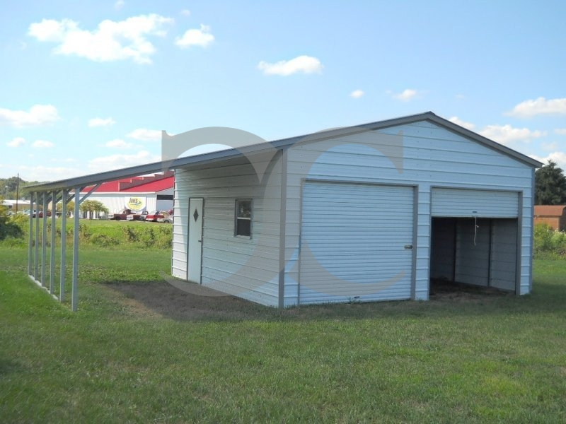 Metal Garage | Vertical Roof | 22W x 26L x 10H |  Lean-to