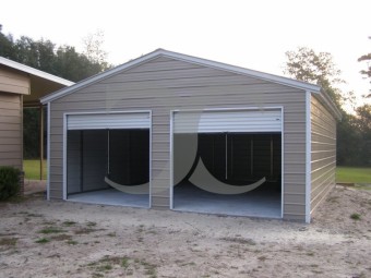 2-Car Metal Garage Building | Vertical Roof | 22W x 26L x 9H | Steel Garage