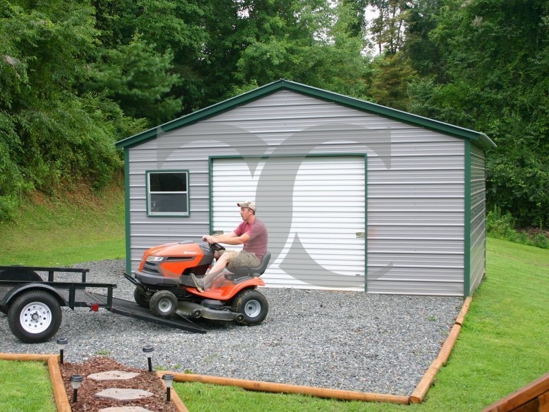 Metal Storage Garage | Vertical Roof | 20W x 21L x 9H | Metal Garage