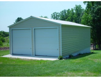 Vertical Roof Metal Garage | Vertical Roof | 22W x 31L x 9H | 2-Car