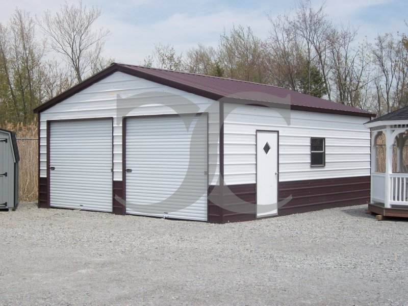 Metal Garage | Vertical Roof | 22W x 26L x 9H |  2-Car Garage