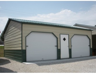 Side Entry Metal Garage | Vertical Roof | 22W x 26L x 9H | 2-Car