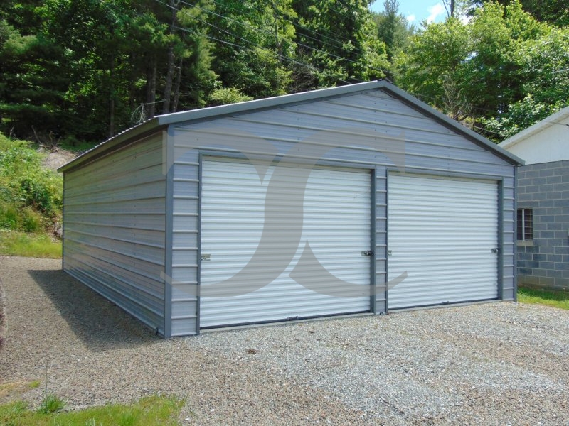 2-Car Garage | Vertical Roof | 24W x 31L x 9H | Metal Garage