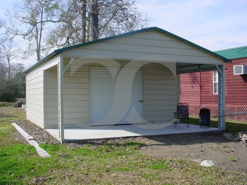 Garage | Boxed Eave Roof | 20W x 26L x 8H |  Metal Garage with Porch